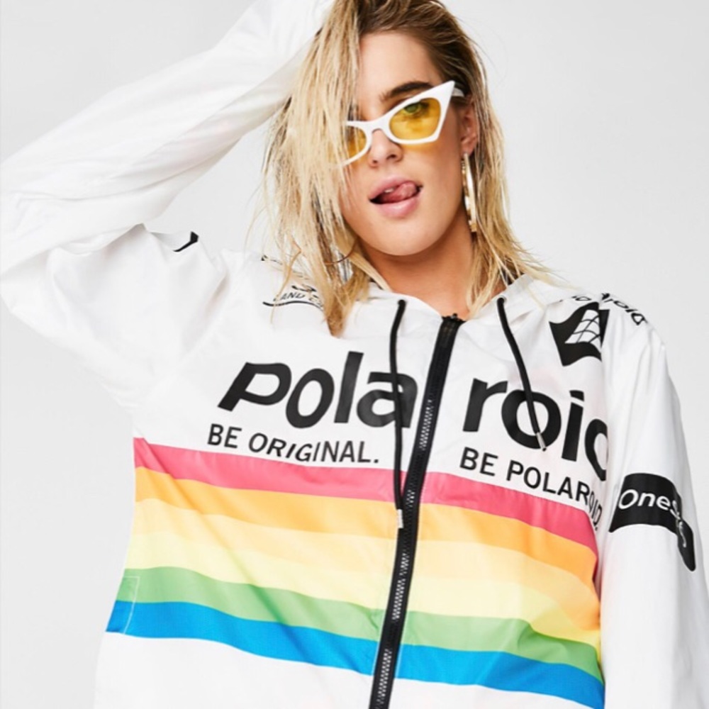 White Polaroid Windbreaker